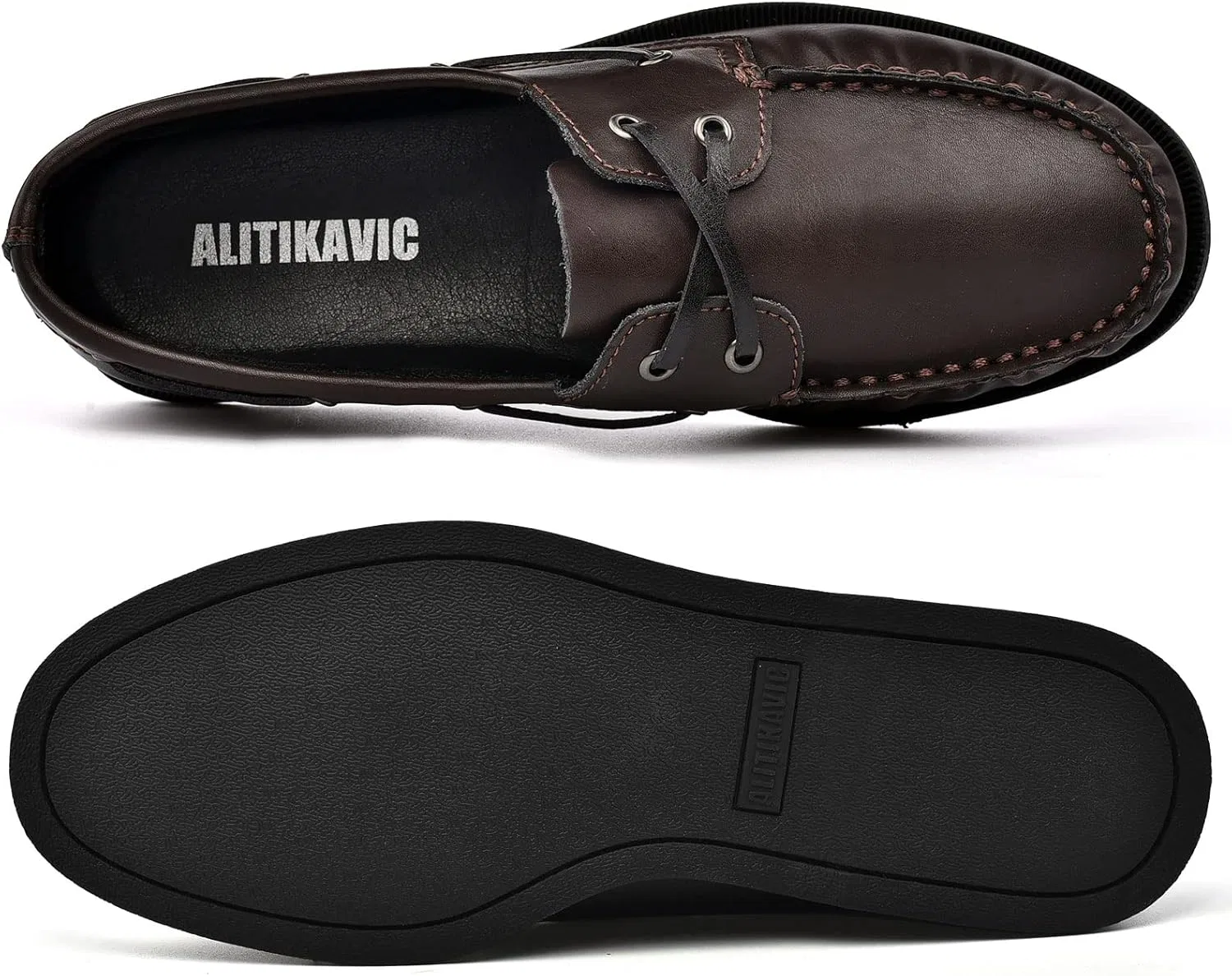 Мужские мокасины, кожаные повседневные туфли, классические лоферы ALITIKAVIC, Dark Brown — фото 3