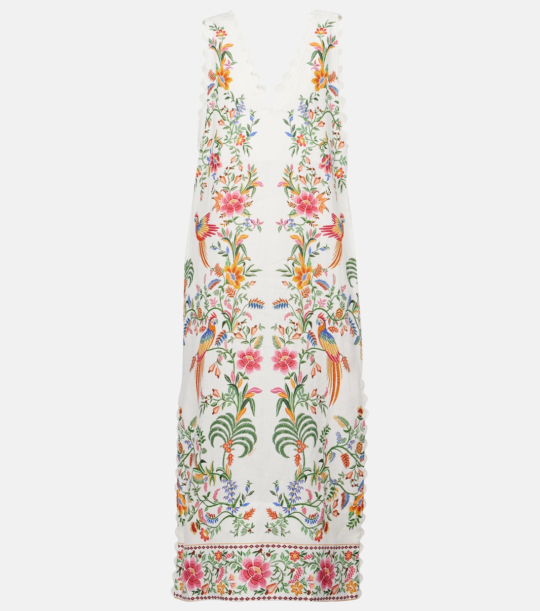 

Печатное льняное платье макси Farm Rio, Delicate Forest Off-White