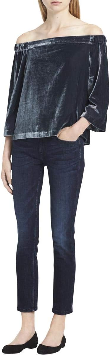 

Женская бархатная блузка Calvin Klein с длинными рукавами и открытыми плечами, Dark Slate