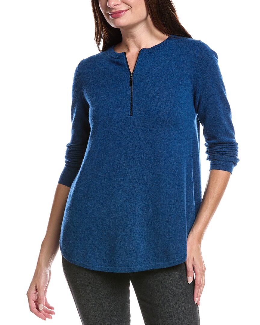 

Форте Кашемир Свитер с Застежкой на Четверть и Складками на Спине Forte Cashmere, синий