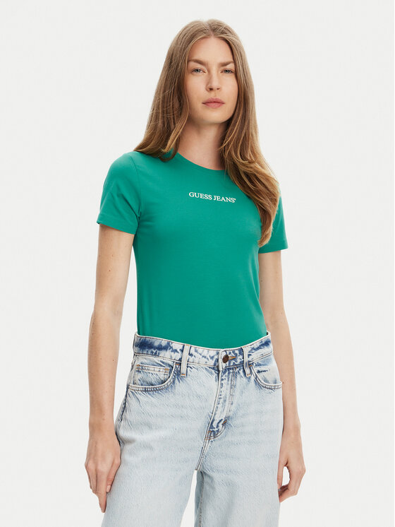 

Облегающая футболка W4YI01 J1314 Guess Jeans, зеленый