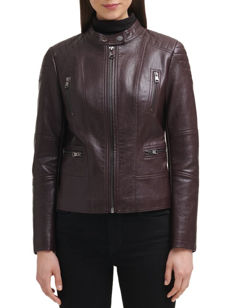 

Мотоциклетная куртка из искусственной кожи Kenneth Cole, цвет Rum Raisin