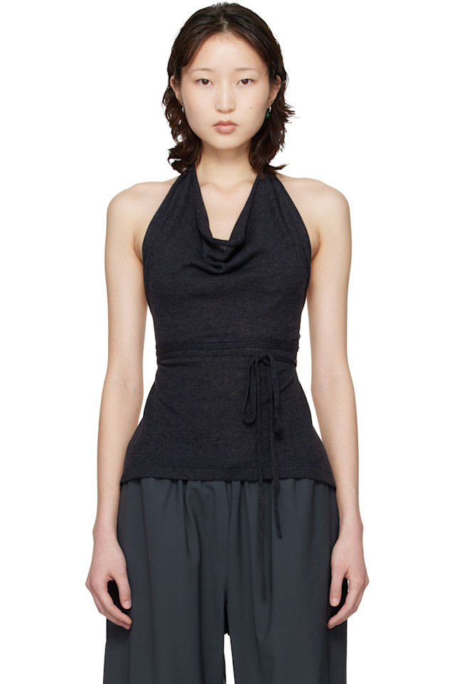 

Cordera Серый топ из мериносовой шерсти с завязками