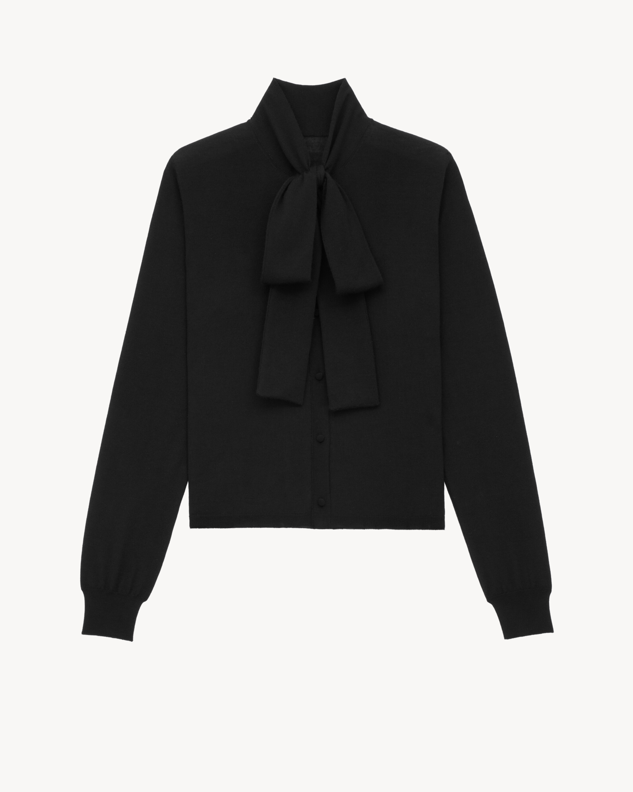 

Кардиган с бантом-лавальер из кашемира, шерсти и шелка Saint Laurent, черный