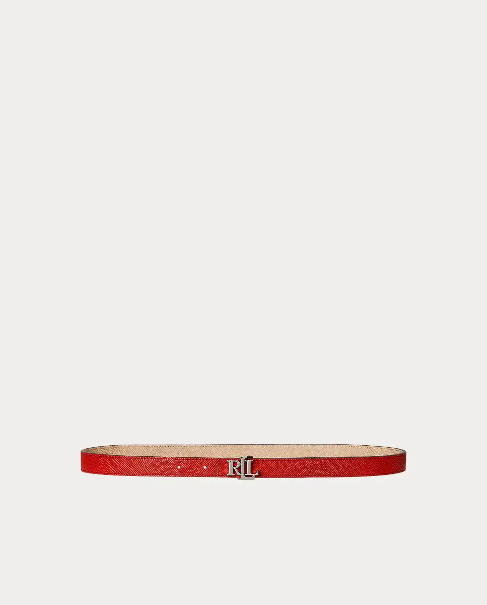 

Женский тонкий реверсивный кожаный ремень Lauren Ralph Lauren, красный