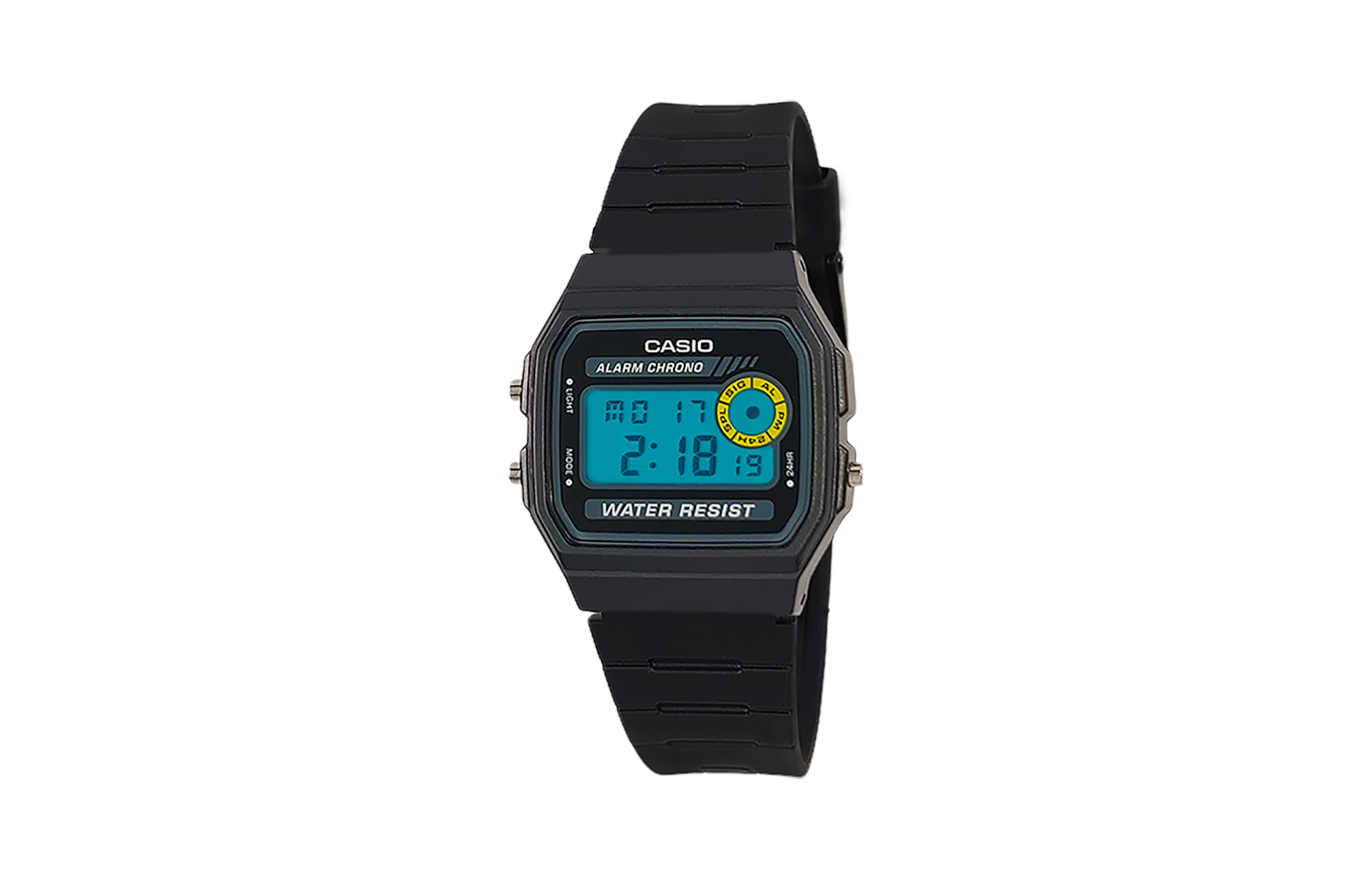 

CASIO Часы Retrofit Series Quartz Movement Resin Strap Watch Men's Watch Black Dial, Black Dial with Cyan Bezel