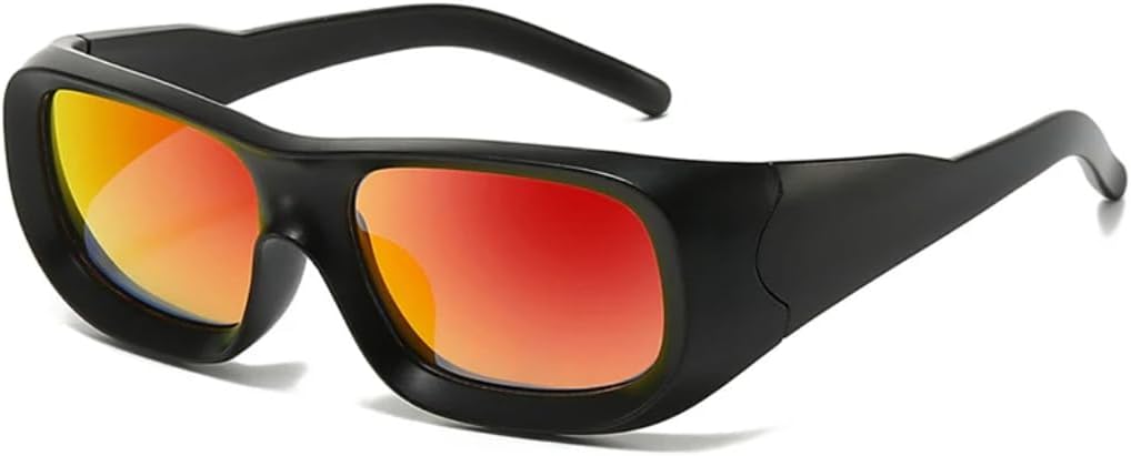 

Ретро-солнцезащитные очки конфетных цветов для женщин и мужчин, для спорта на открытом воздухе, с зеркальными линзами и защитой от УФ-излучения UV400, в стиле панк UATXTAU, Matte Black Red