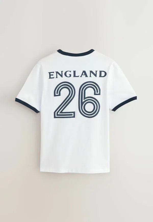 Футболка с принтом Next, Regular fit football ringer t-shirt, белый — фото 2