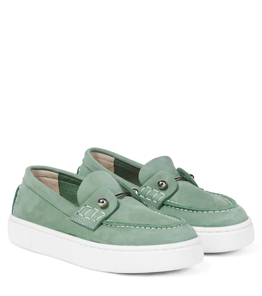 Кожаные лодочные туфли Chambelikid Christian Louboutin Kids, зеленый