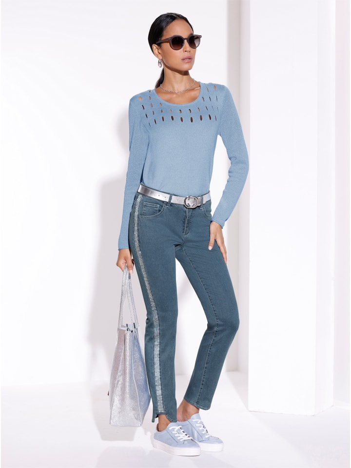 

Свитер с длинными рукавами светло-голубого цвета creation L