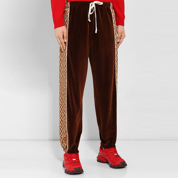 Брюки gg rhombus velvet track pants 'brown' Gucci, коричневый — фото 3