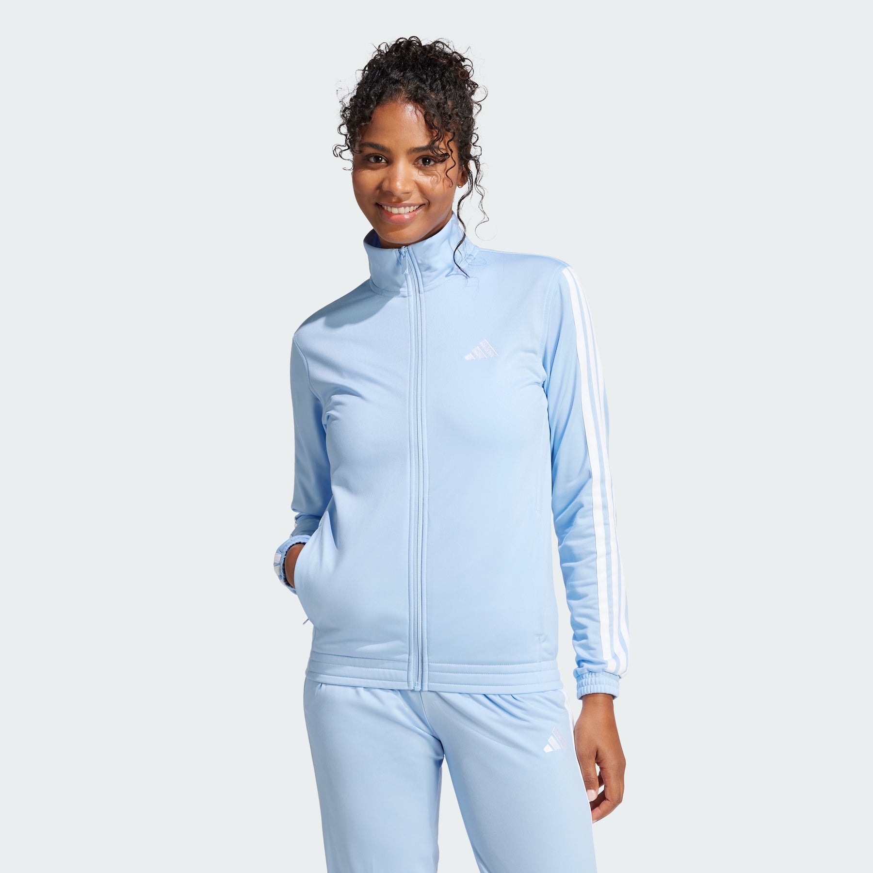 

Трикотажная куртка с тремя полосками Adidas, glow blue/white
