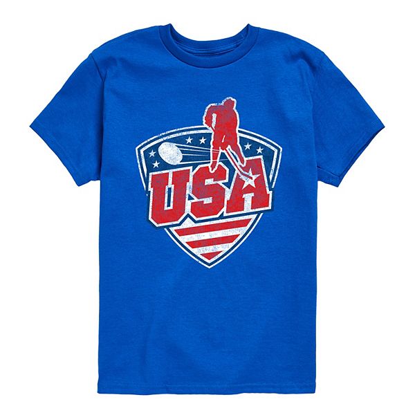 

Футболка с принтом Boys 8-20 usa hockey distressed Licensed Character, Royal Blue