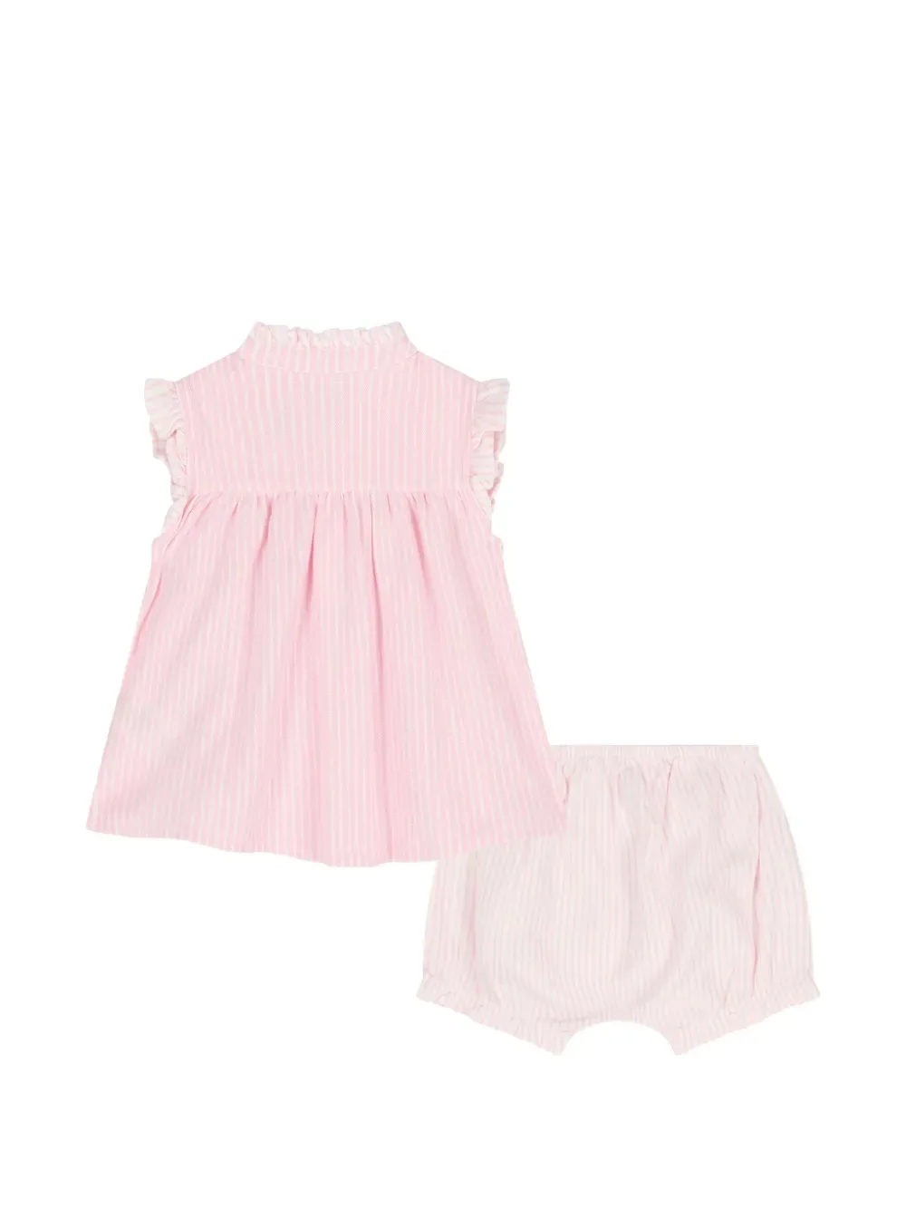 Комплект с шортами в полоску и оборками POLO RALPH LAUREN KIDS, розовый — фото 2