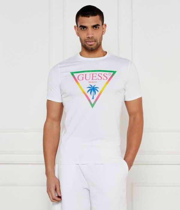 

Футболка мужская Guess Underwear с разноцветным логотипом, белый