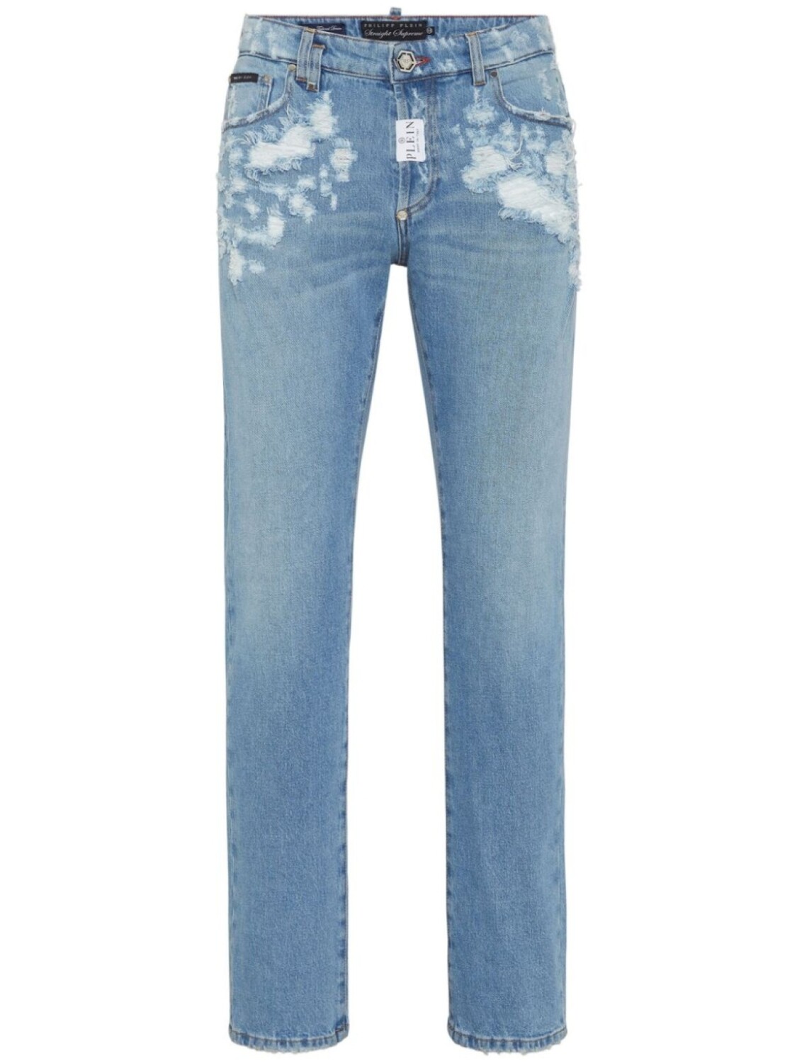 

Philipp Plein прямые джинсы с прорезями, синий