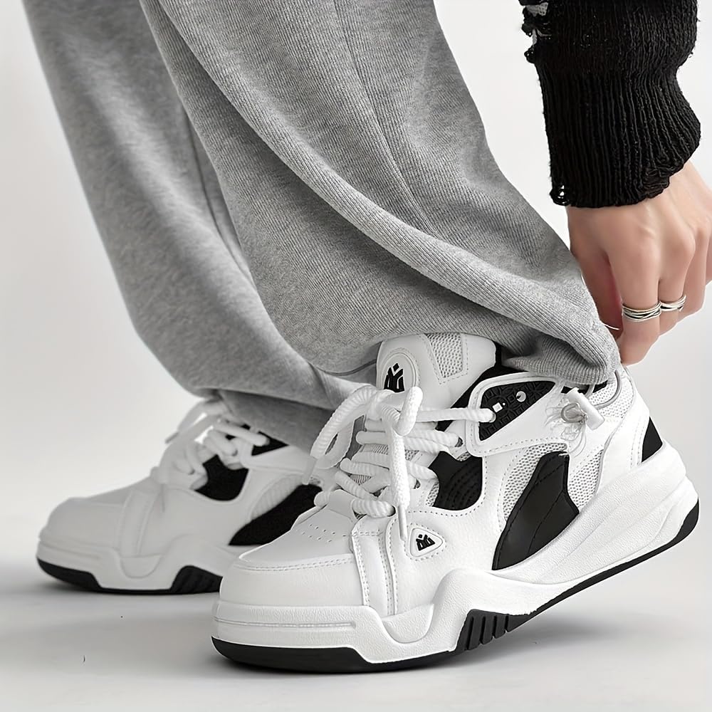 Мужские платформенные кроссовки для скейтборда Clolinde Comfy, модный уличный стиль, противоскользящие повседневные кроссовки для активного отдыха на улице, черный — фото 3