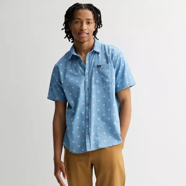 

Мужская рубашка с коротким рукавом на пуговицах Rvca, цвет floral blue