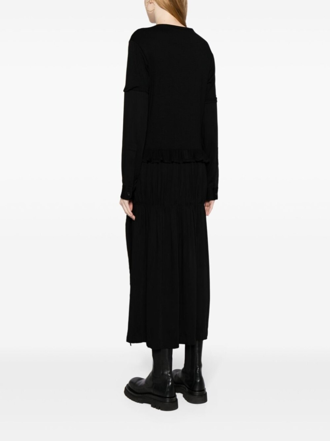 Yohji Yamamoto ярусное платье макси со вставками, черный — фото 4