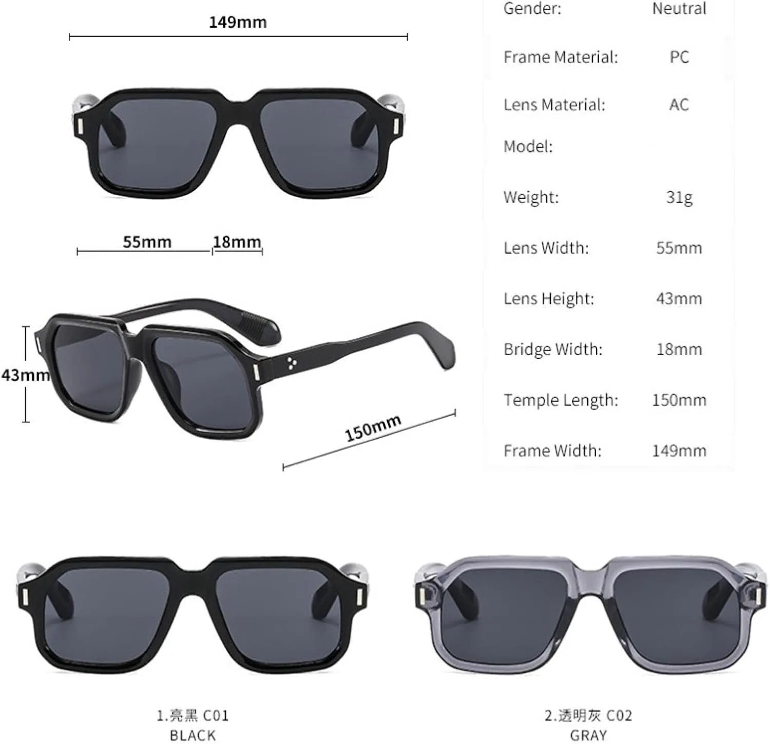 

Большие женские солнцезащитные очки в винтажном стиле с градиентным зеркальным покрытием, защита от УФ-излучения UV400, модные мужские очки TVTBBVV, Black Clear