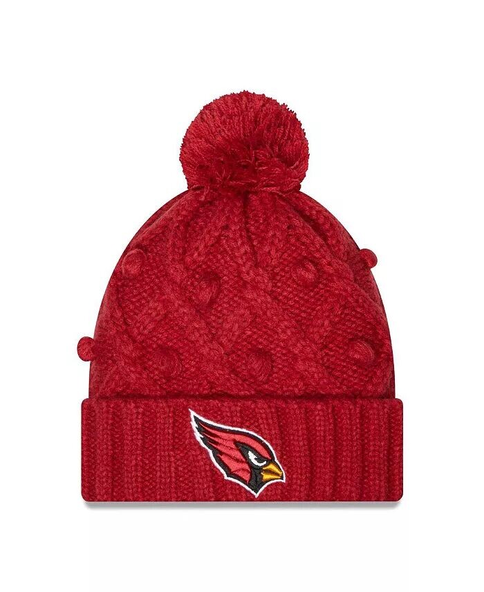 

Женская вязаная шапка Cardinal Arizona Cardinals Toasty с манжетами и помпоном New Era, красный