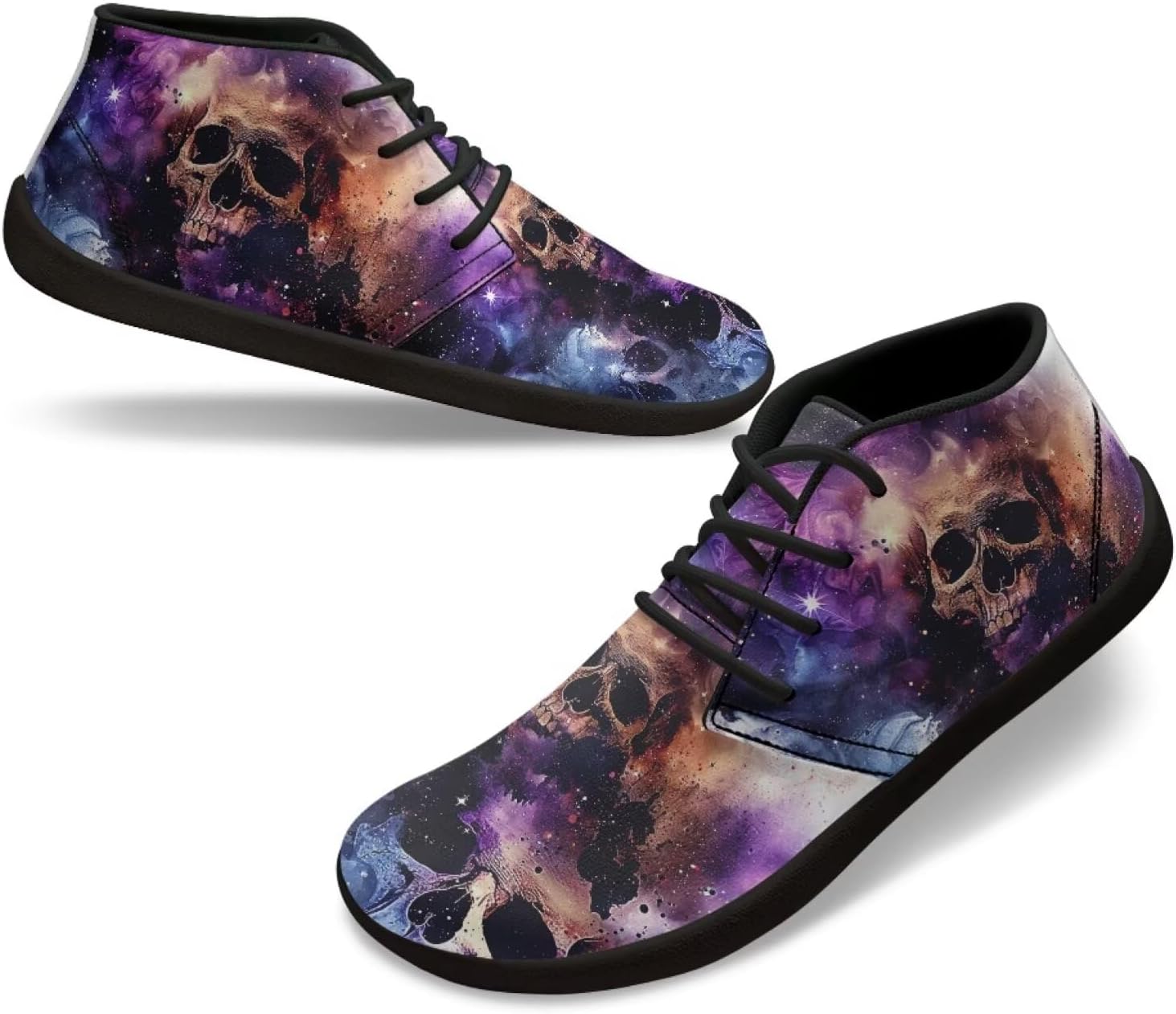 

Мужские кроссовки для ходьбы босиком, с широким носком, стильные, с нескользящей подошвой и нулевым перепадом высоты Xixirimido, Galaxy Skull