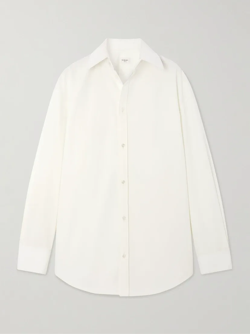 Рубашка из хлопкового поплина SAINT LAURENT, белый