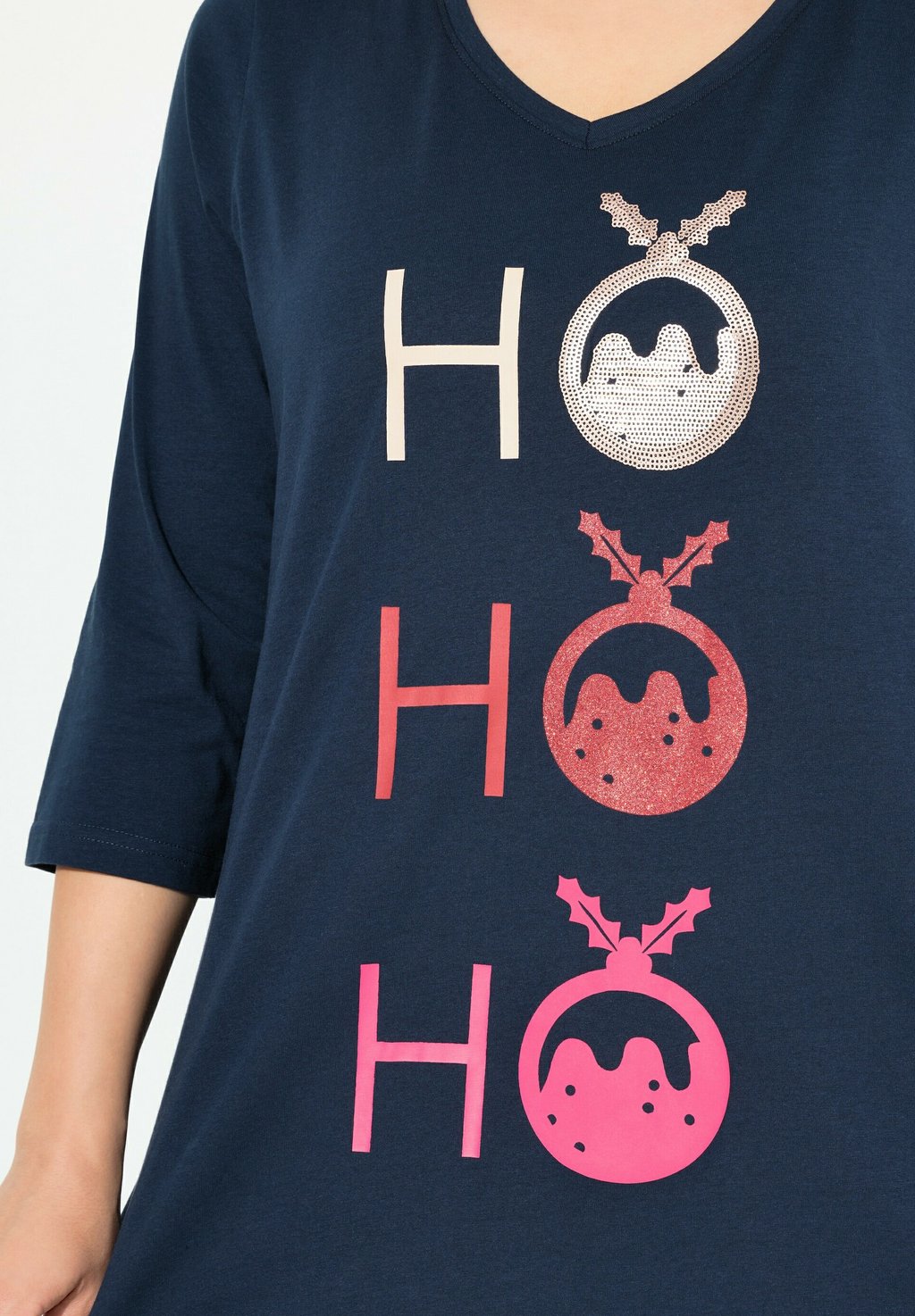 

Топ с длинными рукавами HO 3/4 SLEEVE LONGLINE GRAPHIC Ulla Popken, темно-синий