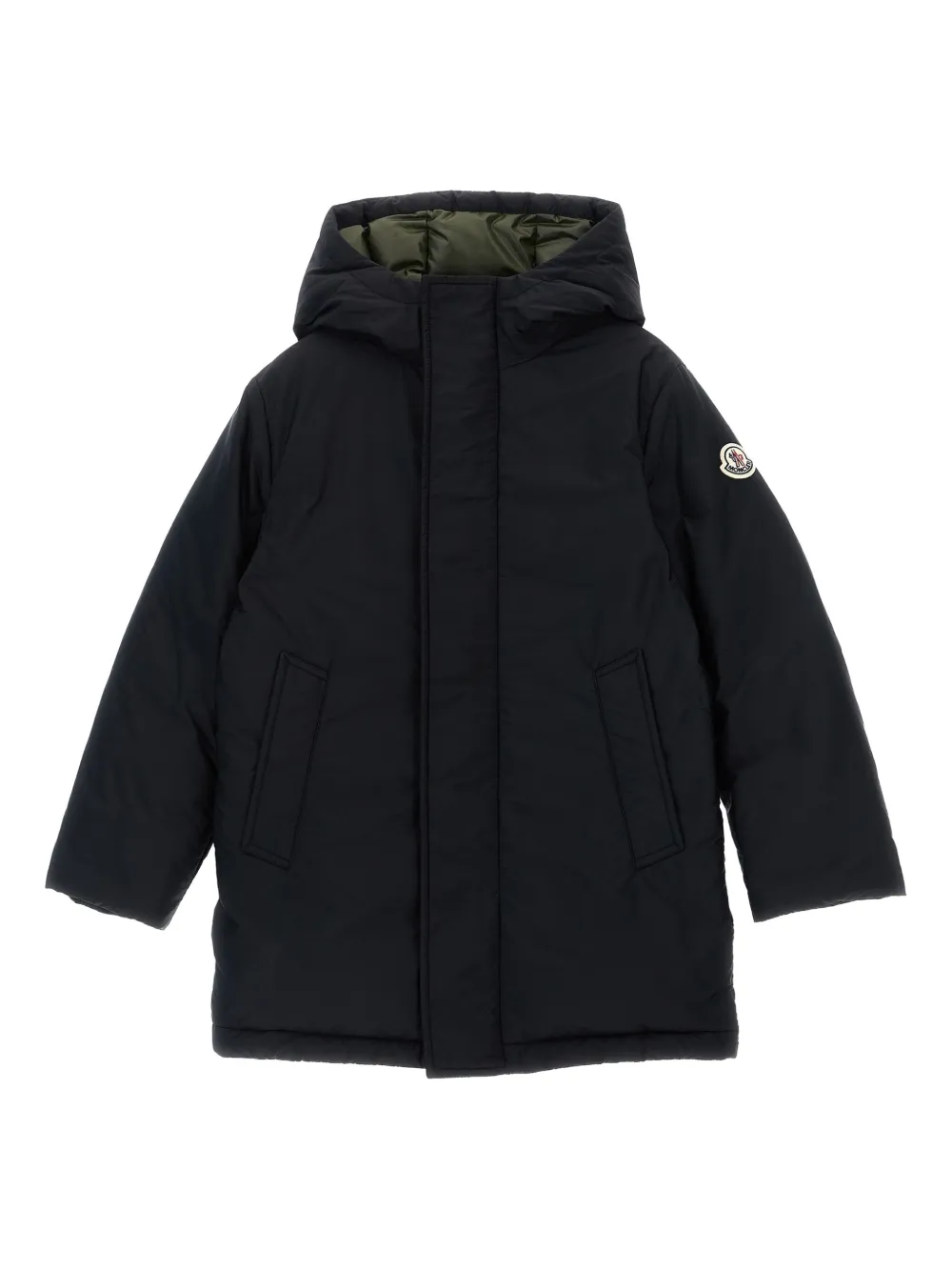 

Стеганая пуховая куртка с капюшоном Moncler Enfant, черный