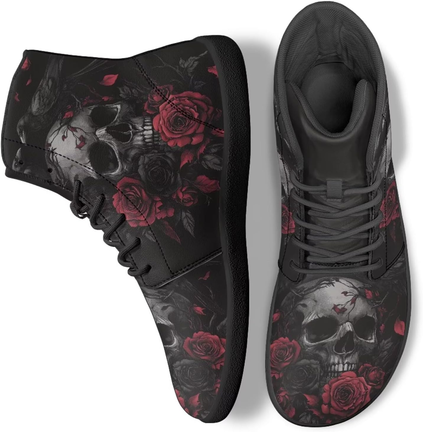 

Кроссовки на высокой подошве с готическим черепом для мужчин и женщин, классические с шнуровкой, для бега и повседневной ходьбы Ecaestolph, черный