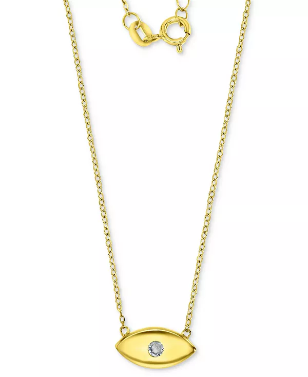 

Ожерелье с подвеской от сглаза из полированного кубического циркония, стерлингового серебра с 14-каратным золотом, 16 дюймов + удлинитель 2 дюйма Macy'S, gold