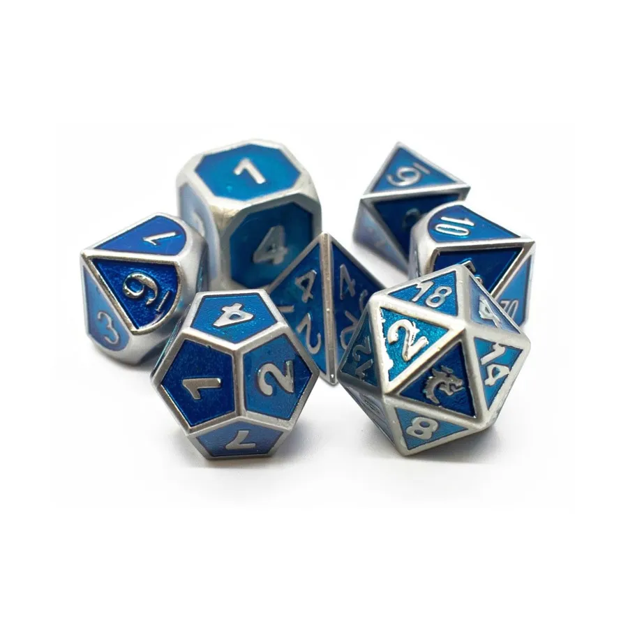 

Набор Poly — бирюзовый металлик (7), Metal Dice - Elven Forged