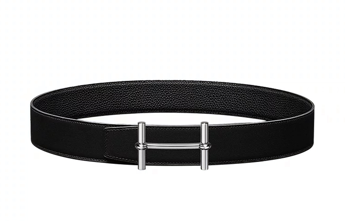 

HERMES Мужской кожаный ремень H D'Ancre, черный