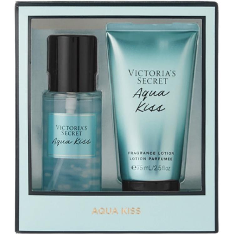 

Наборы для ухода за кожей с лосьоном: успокаивающий ароматический лосьон для тела 75 мл + спрей 75 мл Victoria'S Secret, water kiss perfume spray 75ml + body lotion 75ml