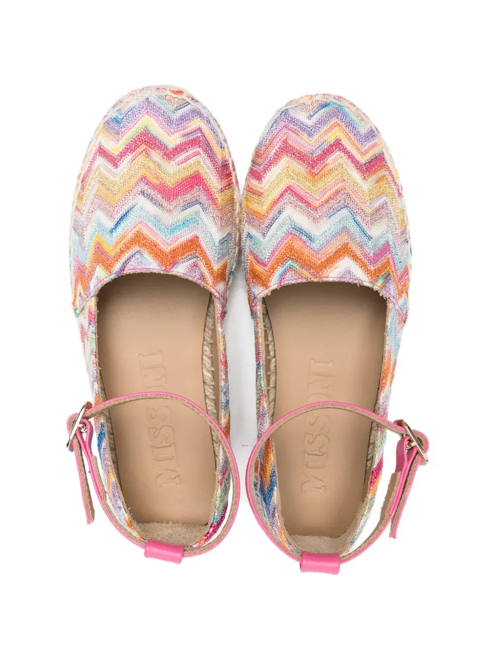 Балетки с ремешком на щиколотке и зигзагообразным узором Missoni Kids, розовый — фото 2