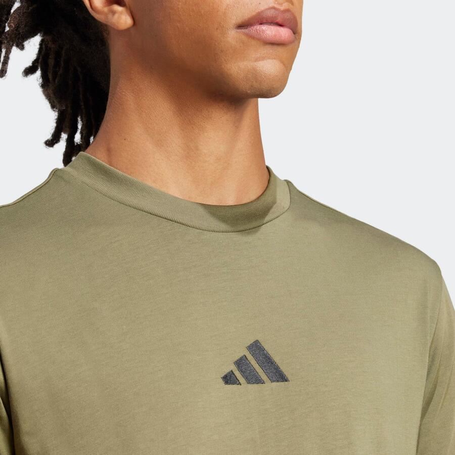 ADIDAS Мужская хлопковая футболка цвета хаки — фото 4