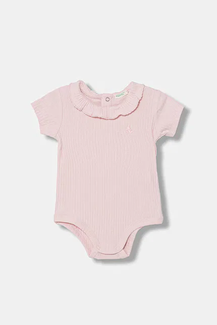 Боди с коротким рукавом с вышивкой зайчика United Colors of Benetton, розовый