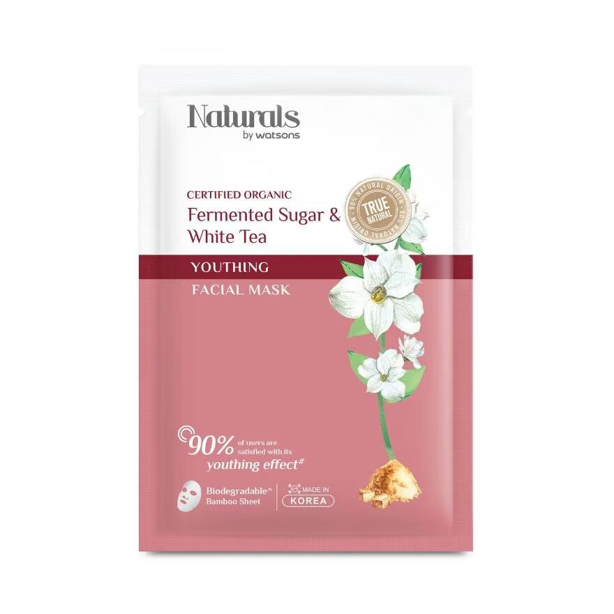 

Naturals by Watsons Молодежная маска для лица True Natural с ферментированным сахаром и белым чаем 1she, White