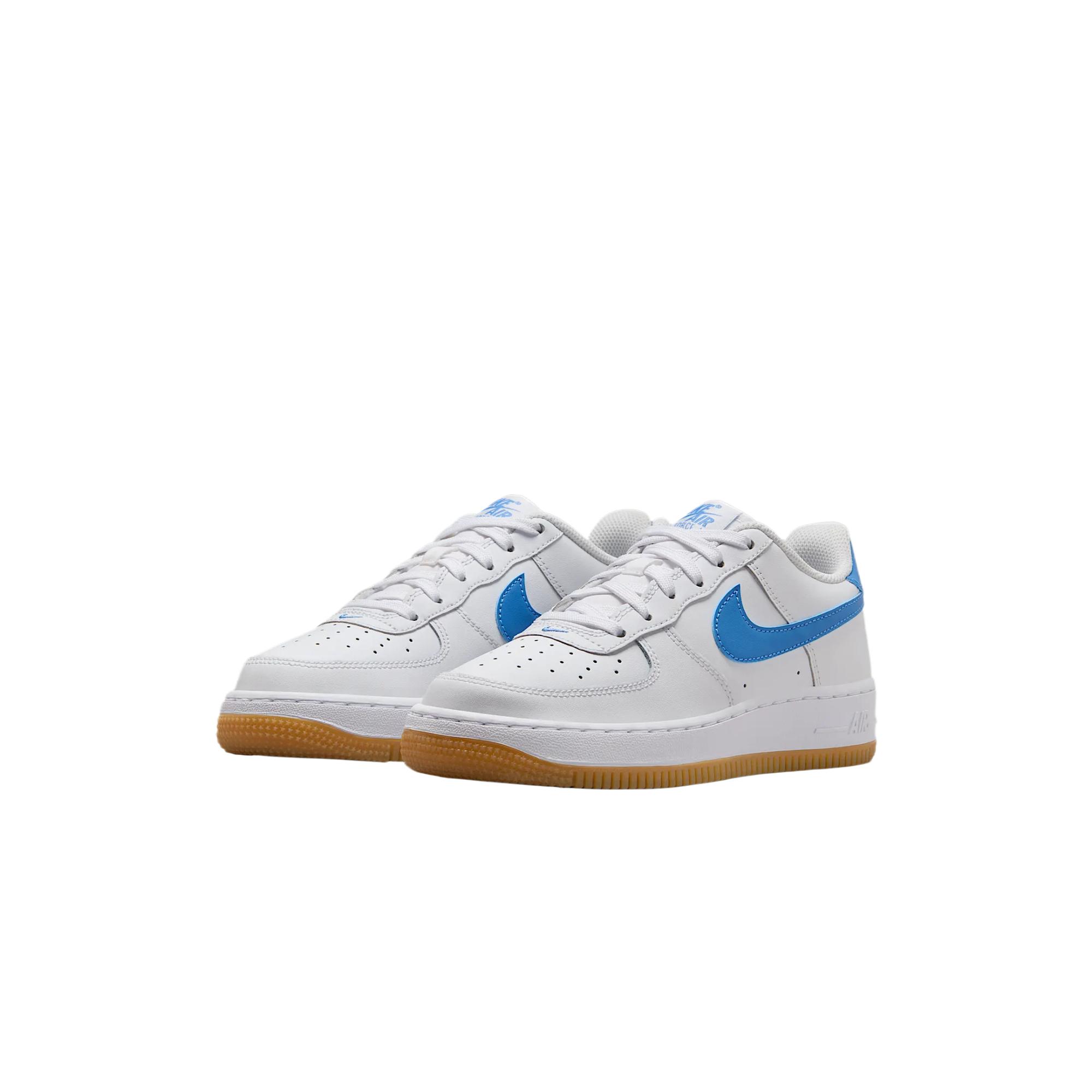 Низкие кроссовки Air Force 1 с нескользящей подошвой для детей Nike, белый/синий/коричневый — фото 3