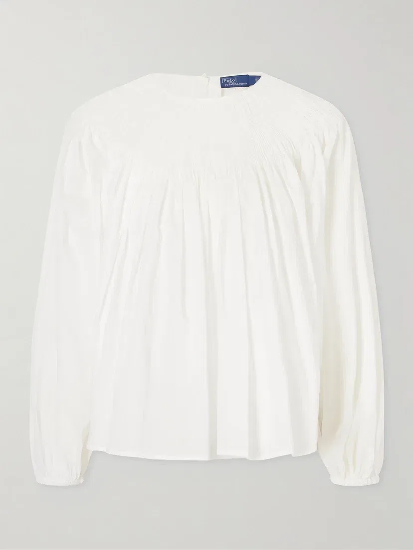 Блузка из жатого хлопка-поплина POLO RALPH LAUREN, белый