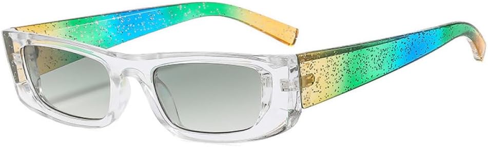 

Панк-солнцезащитные очки для женщин, модные разноцветные прямоугольные очки с защитой от УФ-излучения UV400, ретро-очки для мужчин с градиентным переходом цвета, трендовые очки TYUVIVO, Clear-green