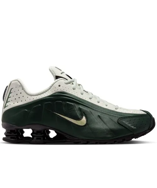 Мужские кроссовки NIKE Shox R4 с амортизацией и вентиляцией зелёные — фото 4