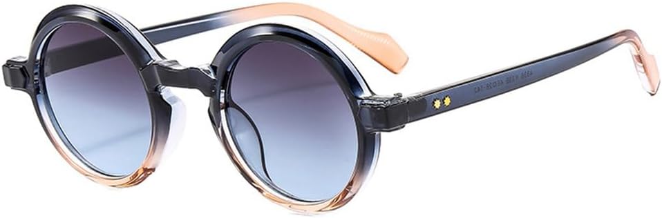 

Ретро круглые панк-солнцезащитные очки для женщин с двухцветным градиентом, защита от УФ-излучения UV400; мужские солнцезащитные очки с заклепками HDUBFY, Blue Tea Gray Blue