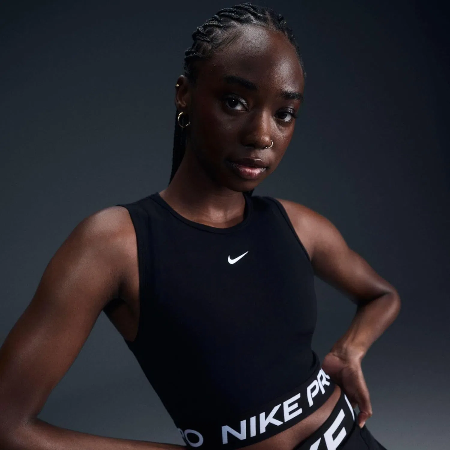 Женский топ Nike Pro Dri-FIT, черный/белый — фото 4