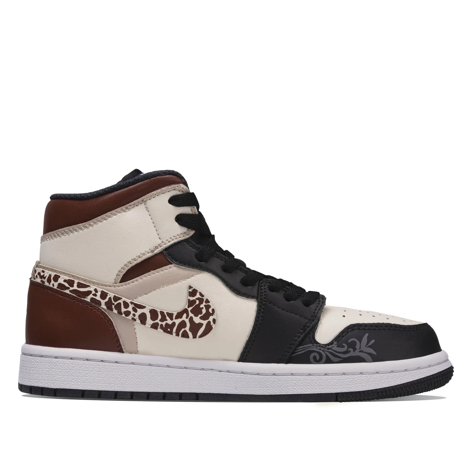 Кроссовки баскетбольные мужские mid top Air 1 Horse Fortune из кожи, устойчивые к истиранию, винтажные Jordan, бежевый белый красный — фото 3