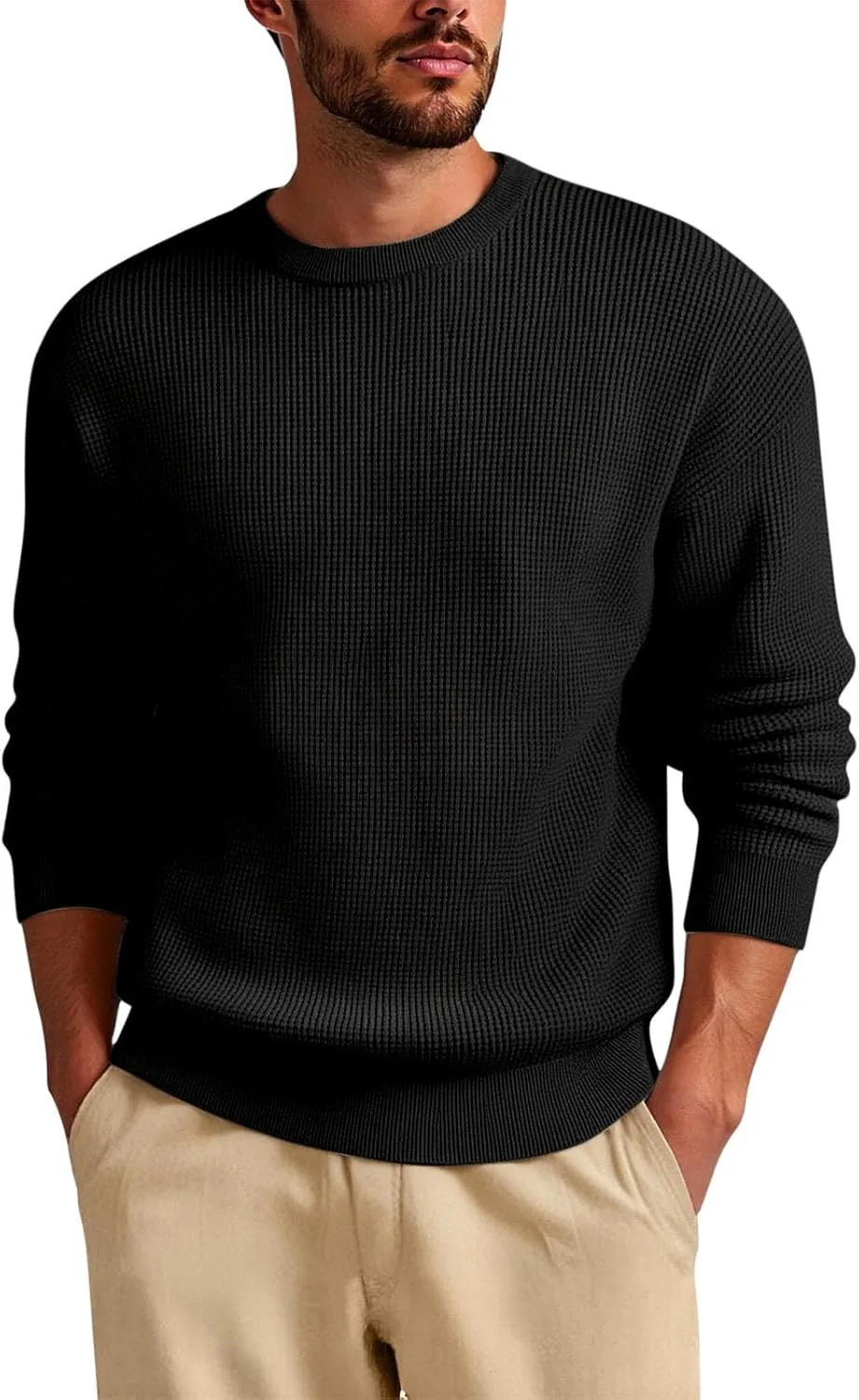 

Мужской свитер с круглым вырезом, длинный рукав, Slim Fit