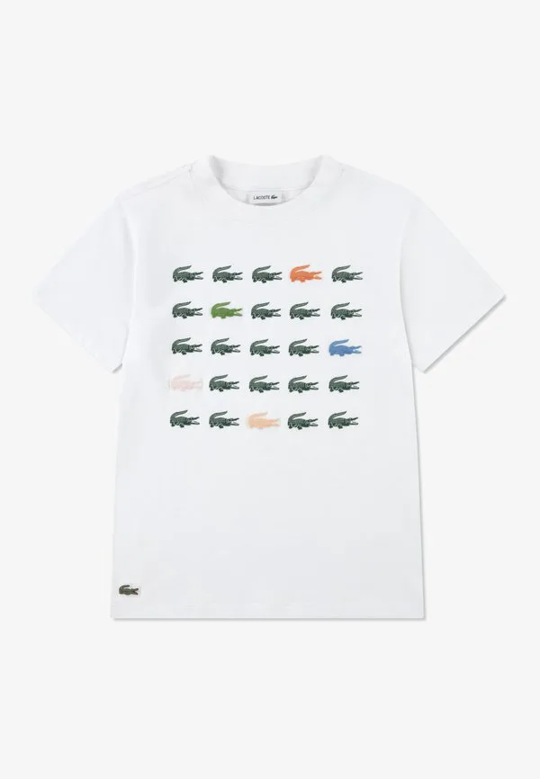 Футболка с принтом в виде крокодиловой сетки Lacoste, Blanc