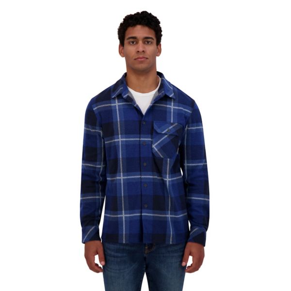 

Мужская вязаная фланелевая рубашка на пуговицах Zeroxposur, цвет navy plaid