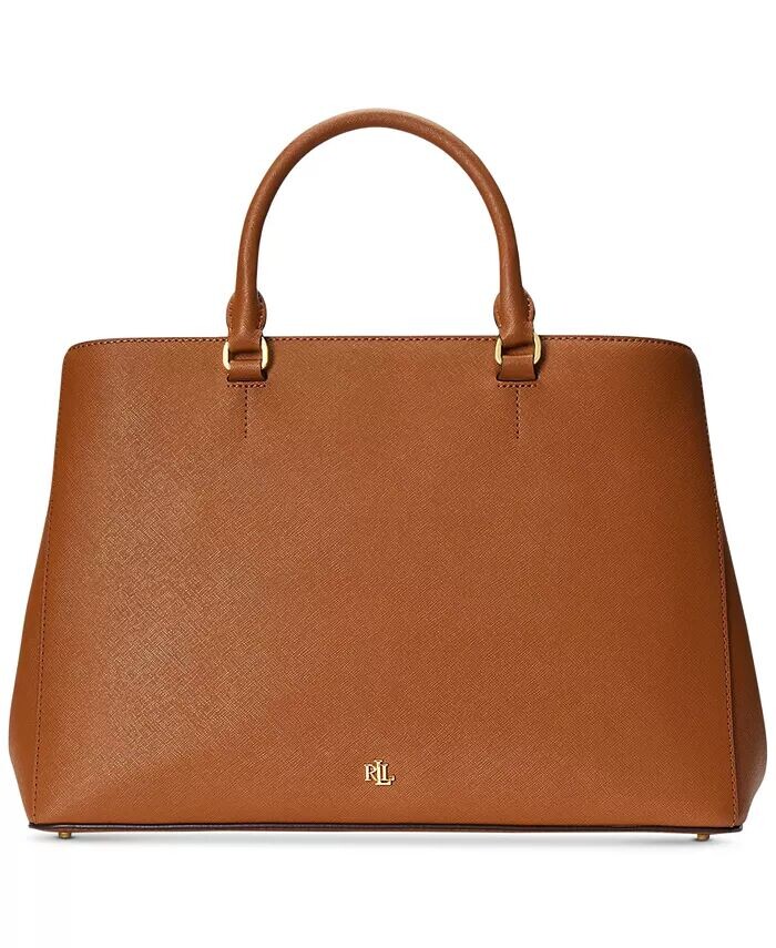 

Большая кожаная сумка-портфель Hanna Crosshatch Lauren Ralph Lauren, синий