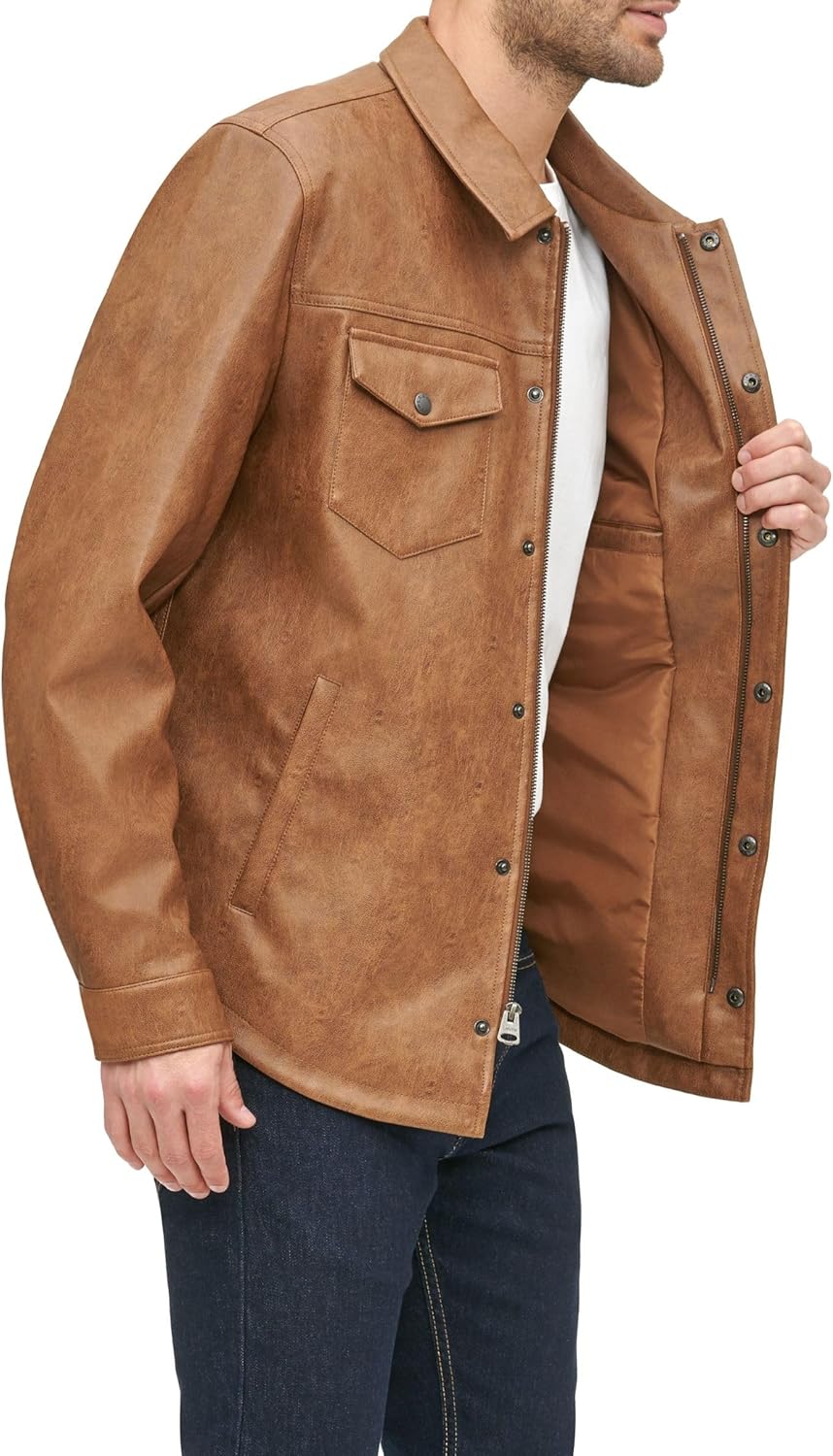 Мужская куртка-рубашка Levi's из искусственной кожи, Saddle Faux Leather — фото 4